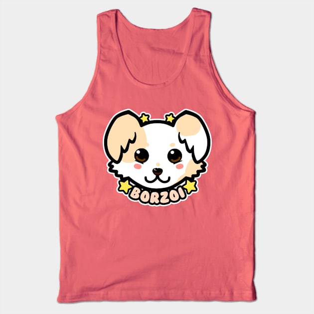 KAWAII Chibi Borzoi Dog Face Tank Top by TechraNova